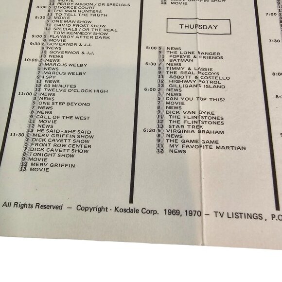 Kosdale Guide Weekly TV Listings Santa Maria Ephemera 1970 Television Pamphlet - Picture 6 of 9